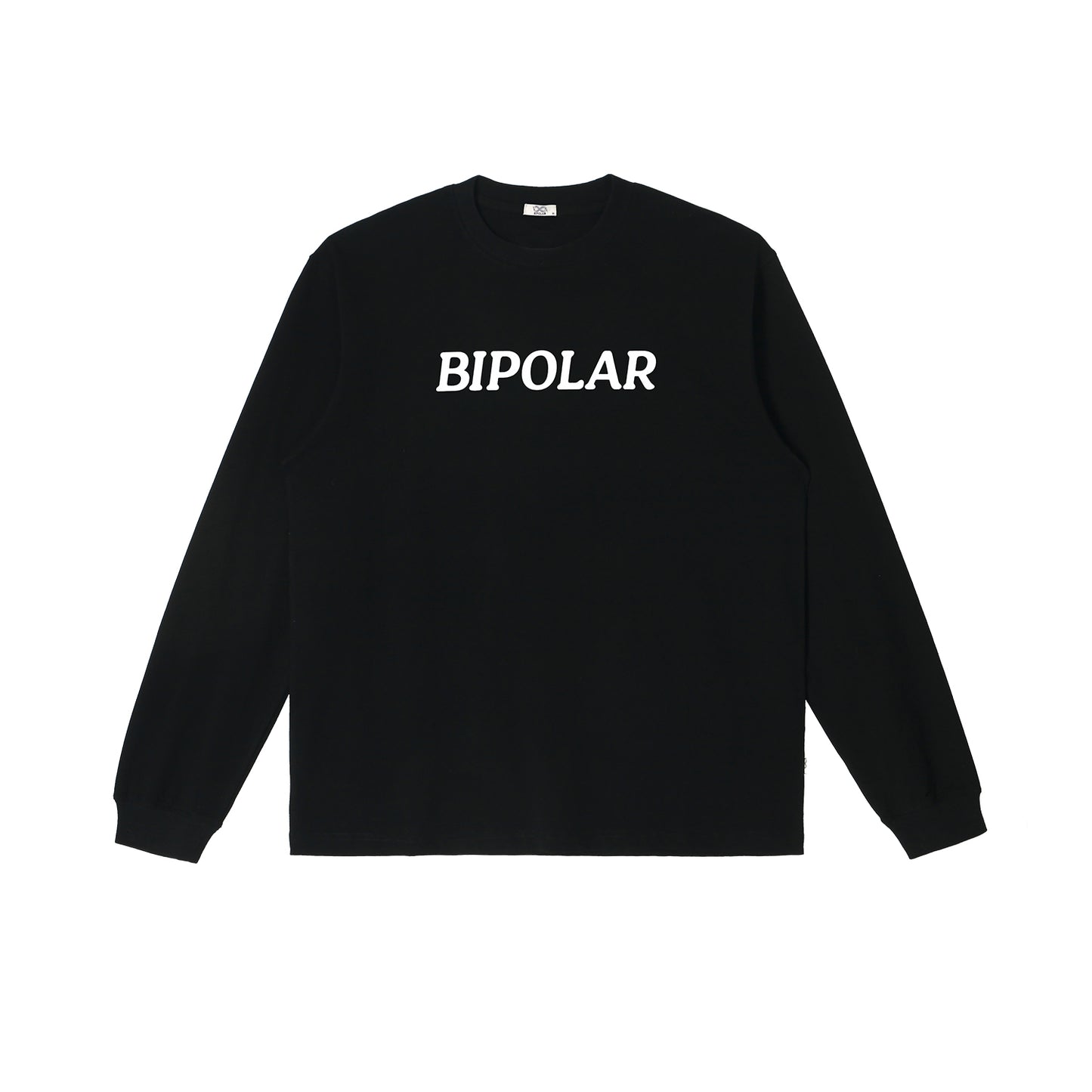 BIPOLARベーシックワードオフセットプリント長袖Tシャツ