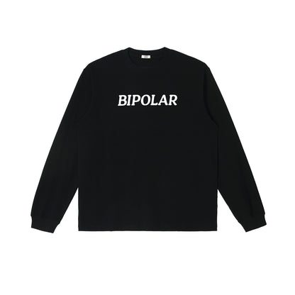 BIPOLARベーシックワードオフセットプリント長袖Tシャツ